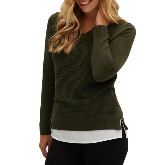 *Hilary Radley Women's V Neck Layered 2fer Sweater - Small - Picture 2 of 3